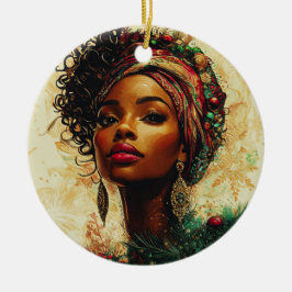 Ornamento De Cerâmica Afrocentric Christmas Queen