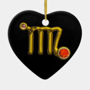 Ornamento De Cerâmica ÁGATA ALARANJADA da JÓIA do SINAL do ZODÍACO de