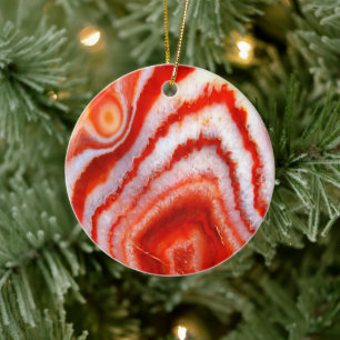 Ornamento De Cerâmica Ágata de Laranja de Sangue Caído.