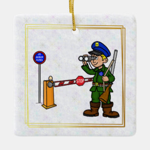 Ornamento De Cerâmica Agente de Patrulha de Fronteira dos EUA com Orname