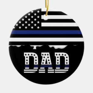 Ornamento De Cerâmica Agente de Polícia Personalizado Pai Cop Thin Blue
