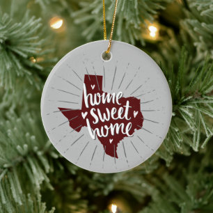 Ornamento De Cerâmica Aggie Maroon Home Sweet Home - Texas