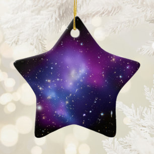 Ornamento De Cerâmica Aglomerado de Galáxia Roxa Foto Espacial Celestial