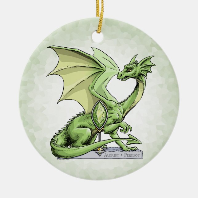Ornamento De Cerâmica Agosto Birthstone Dragon: Ornament Peridot (Frente)