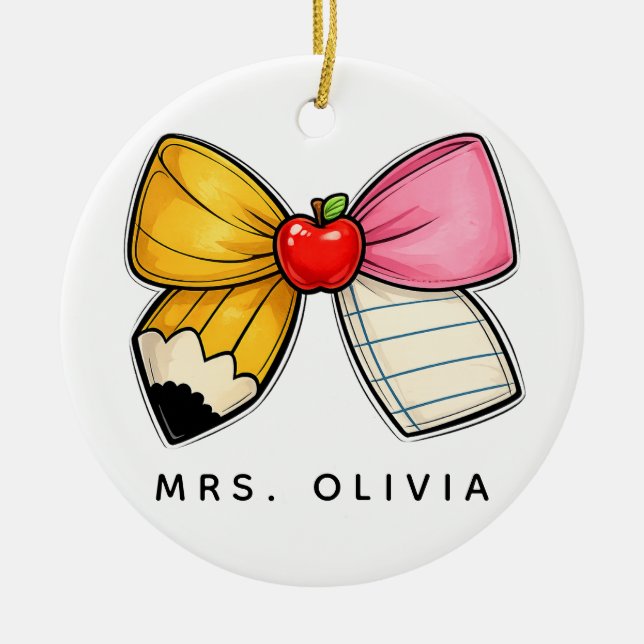 Ornamento De Cerâmica Agradecimento Personalizado para Professores | Pro (Frente)