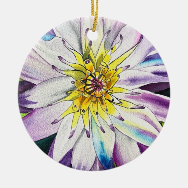 Ornamento De Cerâmica Água aquática lírios de arte fina (Frente)