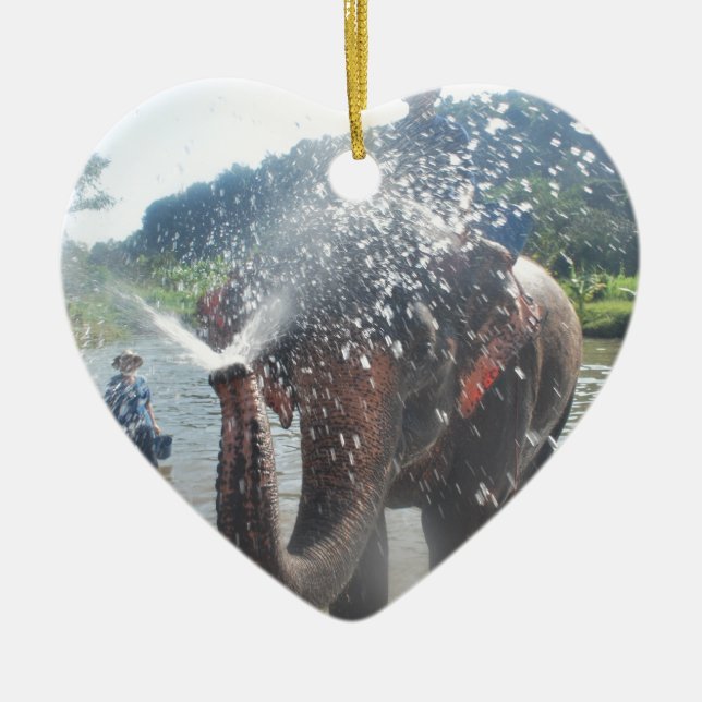 Ornamento De Cerâmica Água de pulverização do elefante (Frente)