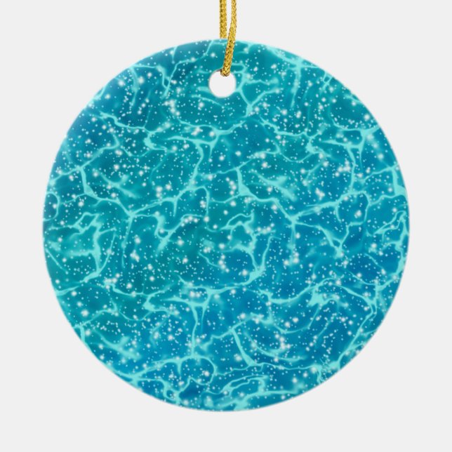 Ornamento De Cerâmica Água do mar azul com faíscas (Frente)
