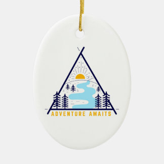 Ornamento De Cerâmica Aguardam aventura de acampamento