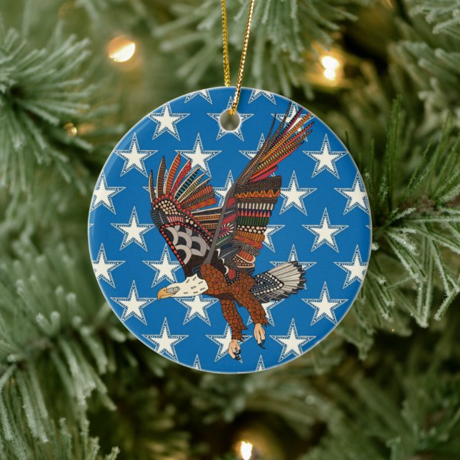Ornamento De Cerâmica águia americana azul (Árvore)