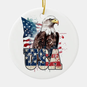Ornamento De Cerâmica Águia Americana de Cabeça Branca Aniversário de 25