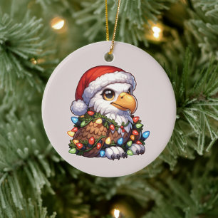 Ornamento De Cerâmica águia Feliz Natal Animais de inverno Águias-branca