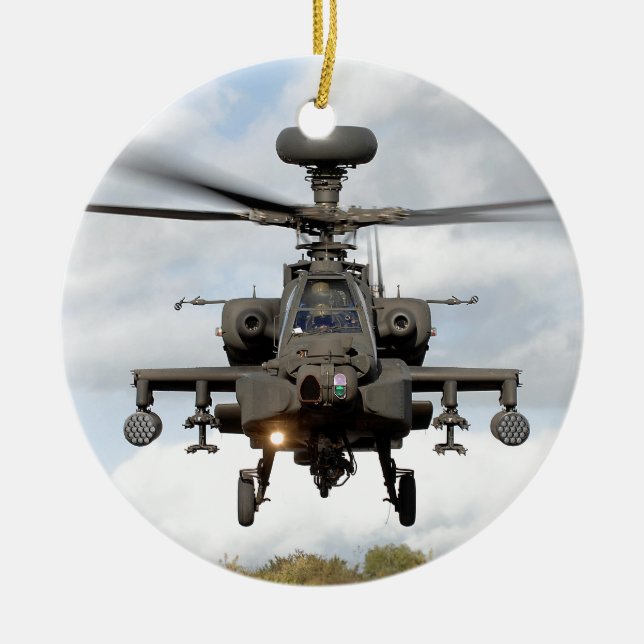 Ornamento De Cerâmica ah 64 apache longbow helicóptero militar (Frente)