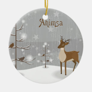 Ornamento De Cerâmica Ahimsa Holiday Reindeer