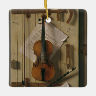 Ornamento De Cerâmica Ainda vida, violino e música