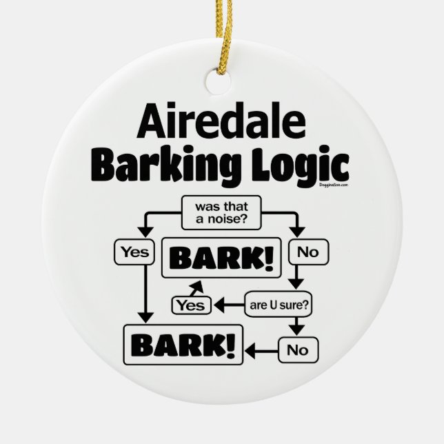 Ornamento De Cerâmica Airedale Barking Logic (Frente)