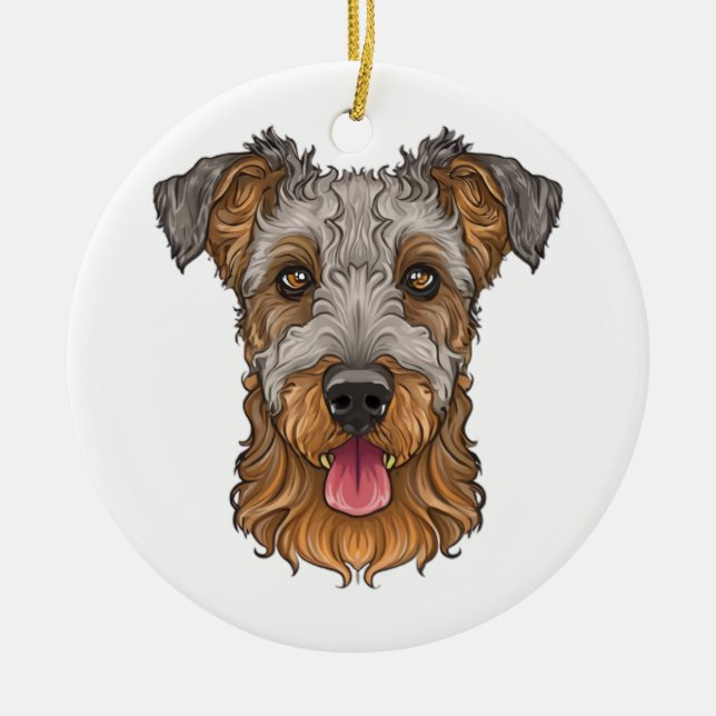Ornamento De Cerâmica airedale terrier (Frente)