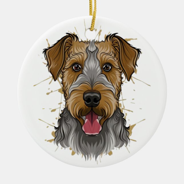 Ornamento De Cerâmica airedale terrier (Frente)