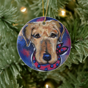 Ornamento De Cerâmica Airedale Terriers