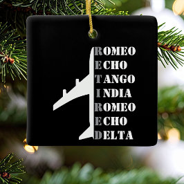 Ornamento De Cerâmica Airplane Retired Nato Phonetic Alphabet Aviation