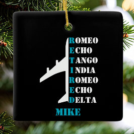 Ornamento De Cerâmica Airplane Retired Nato Phonetic Alphabet Aviation