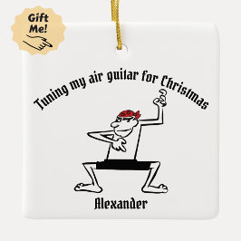 Ornamento De Cerâmica Ajustando minha guitarra de ar para o Natal