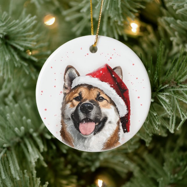 Ornamento De Cerâmica Akita Dog Christmas Personalized (Árvore)