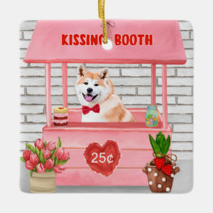 Ornamento De Cerâmica Akita Dog Dia de os namorados Kissing Booth
