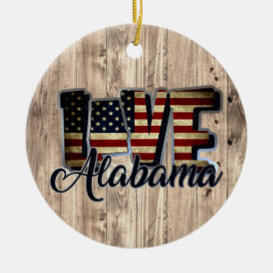 Ornamento De Cerâmica Alabama Ama Estrela De Bandeira Americana E Stripe