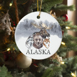 Ornamento De Cerâmica Alasca Animal Bear Wolf Moose<br><div class="desc">Este design pode ser personalizado na área fornecida pela alteração da foto e/ou do texto. Ou pode ser personalizado clicando em Personalizar este Modelo e, em seguida, escolhendo o clique para personalizar mais a opção e excluir ou alterar a cor do plano de fundo, adicionar texto, alterar a cor ou...</div>