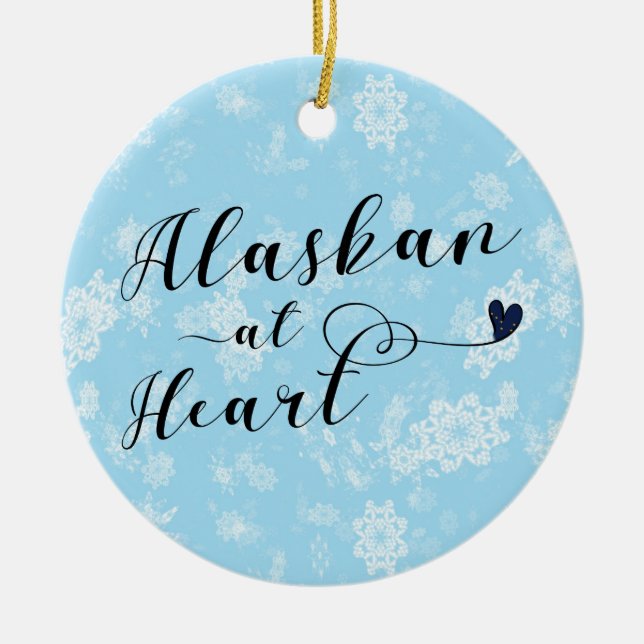 Ornamento De Cerâmica Alaskan em Heart, Christmas Tree Ornament, Alaska (Frente)