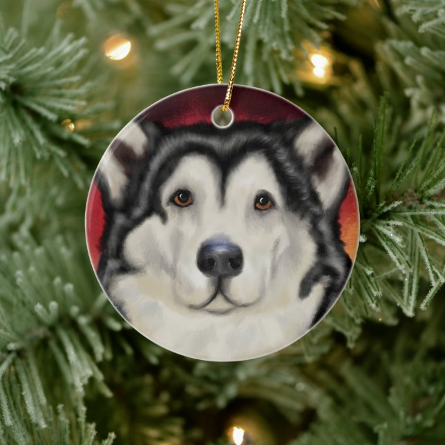 Ornamento De Cerâmica Alaskan Malamute (Árvore)