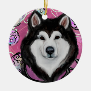 Ornamento De Cerâmica Alaskan Malamute