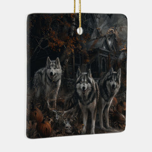Ornamento De Cerâmica Alaskan Malamute Halloween Night Doggy Delight