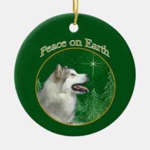 Ornamento De Cerâmica Alaskan Malamute Peace