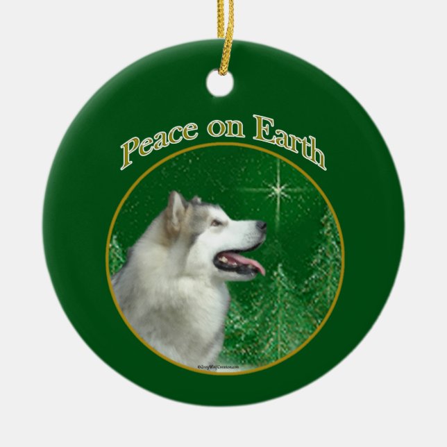 Ornamento De Cerâmica Alaskan Malamute Peace (Frente)