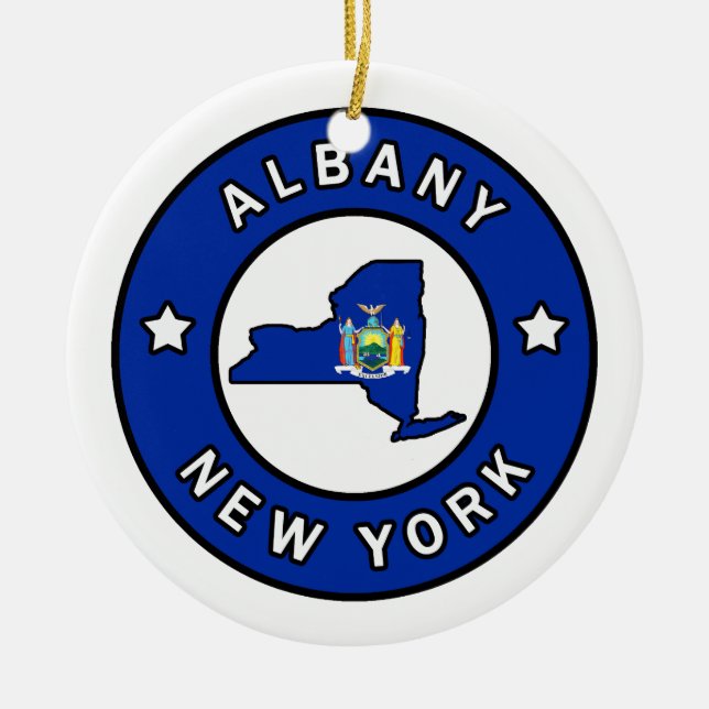 Ornamento De Cerâmica Albany New York (Frente)