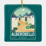 Ornamento De Cerâmica Alberobello Itália Viagem Art Vintage<br><div class="desc">Design de arte vetorial Alberobello. É conhecido por suas cabanas de pedra,  com cascas brancas e trágicas,  com telhados cônicos.</div>