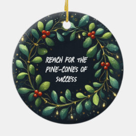 Ornamento De Cerâmica Alcance para pinheiros-cones do Natal do Sucesso