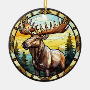 Ornamento De Cerâmica Alce Americano de Vidro Doce
