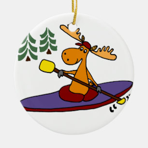 Ornamento De Cerâmica Alces Kayaking engraçados