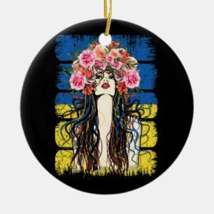 Ornamento De Cerâmica Aldeia de Moças Ucranianas Fashionável com Bande