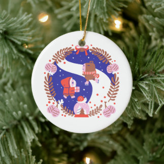 Ornamento De Cerâmica Aldeia de Porco-guineense e Capybara Winter