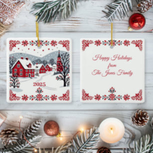 Ornamento De Cerâmica Aldeia Escandinava Nórdica