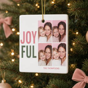 Ornamento De Cerâmica ALEGRE 4 Natal Personalizado Família Foto