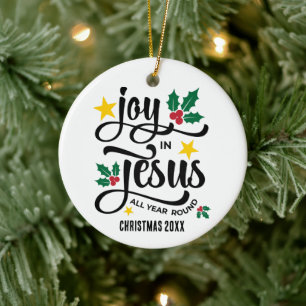 Ornamento De Cerâmica Alegria Abundante em Jesus Natal Cristão