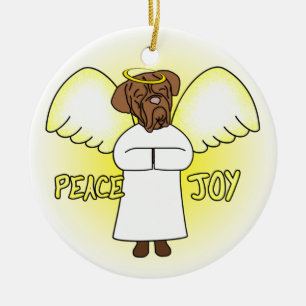 Ornamento De Cerâmica Alegria Anjo Dogue de Bordéus Natal da paz
