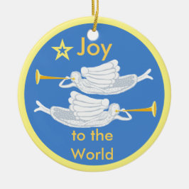 Ornamento De Cerâmica Alegria aos Anjos do Mundo e a Jesus
