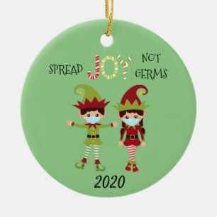 Ornamento De Cerâmica Alegria de Natal não Germs Elf 2020