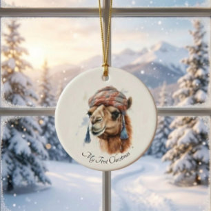 Ornamento De Cerâmica Alegria de Natal no Deserto, personalizado